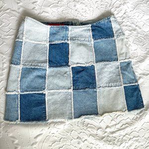 Zana Di Y2K Denim Patchwork Mini Skirt Vintage Blue 9